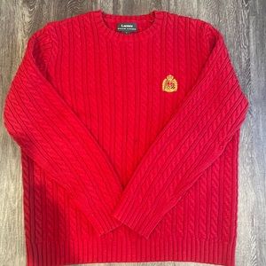 Ralph Lauren, cableknit red sweater